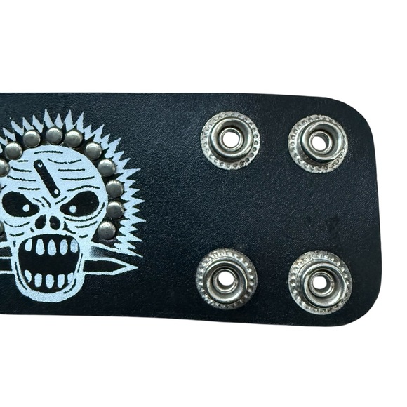 Studded Punk Rock Cuff Bracelet Black & Silver Skull Edgy Bikercore Y2K Rave - Picture 6 of 12